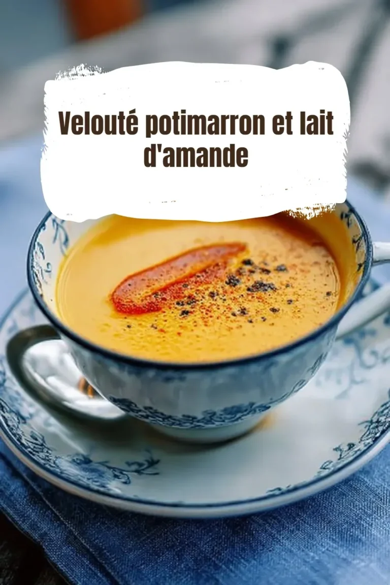 Velouté de potimarron avec lait d'amande, plat réconfortant et savoureux.