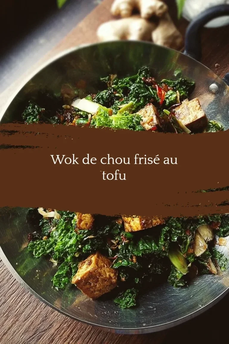 Wok de chou frisé au tofu, un plat coloré et nutritif