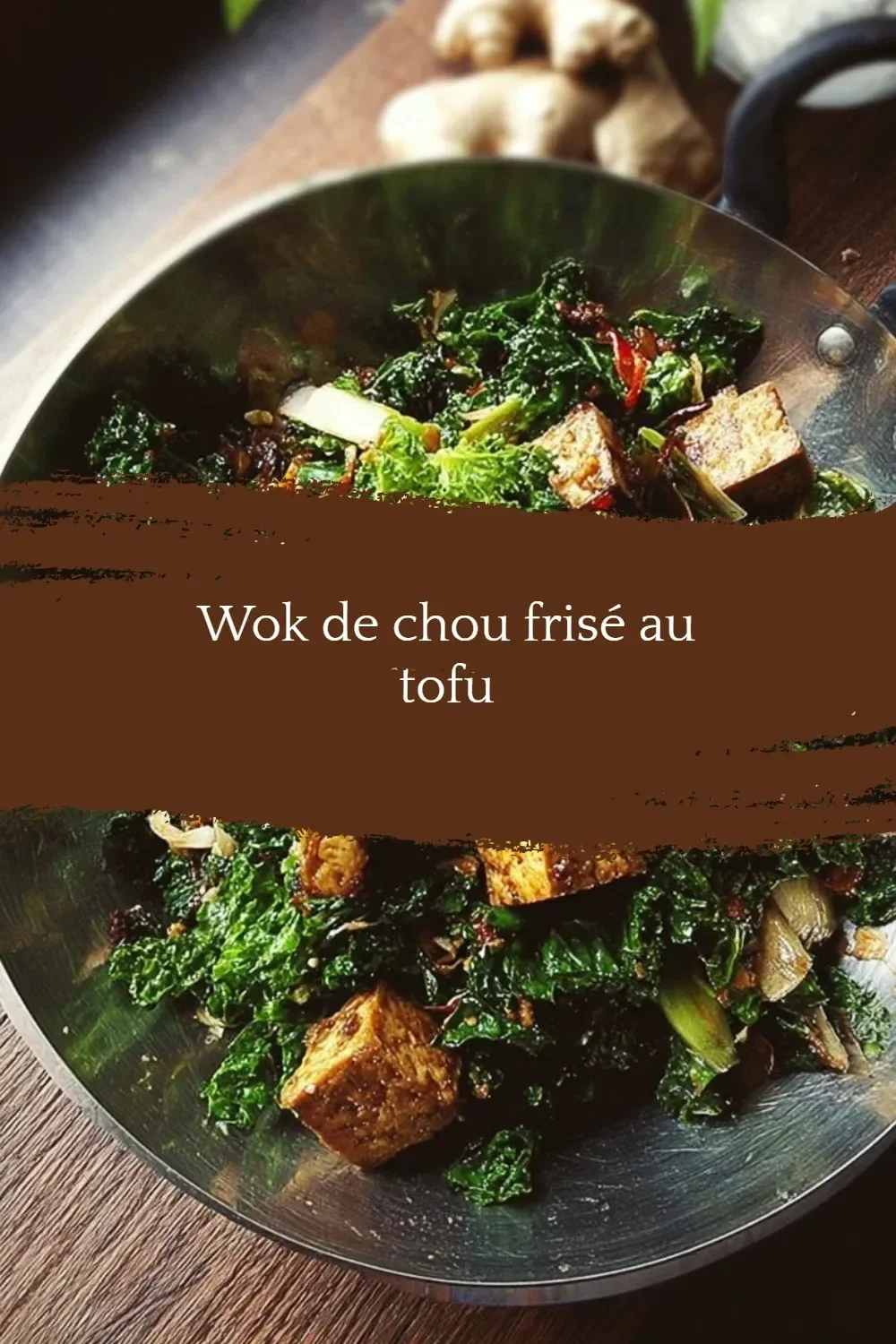 Wok de chou frisé au tofu, un plat coloré et nutritif