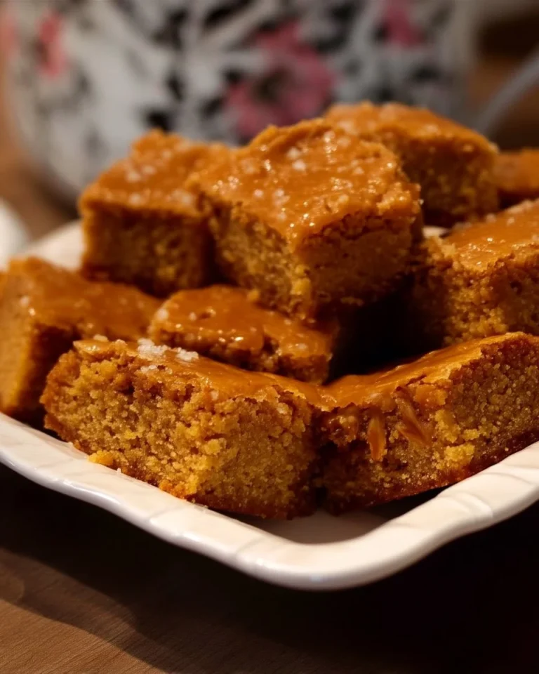 Barres à l’érable et butterscotch sur une assiette, dessert sucré savoureux.