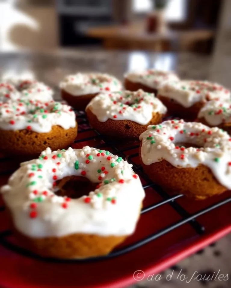 Beignes au pain d'épices décorés avec glaçage au fromage à la crème.