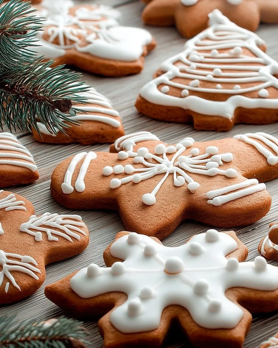 Biscuits de Noël au pain d’épices décorés avec glaçage royal
