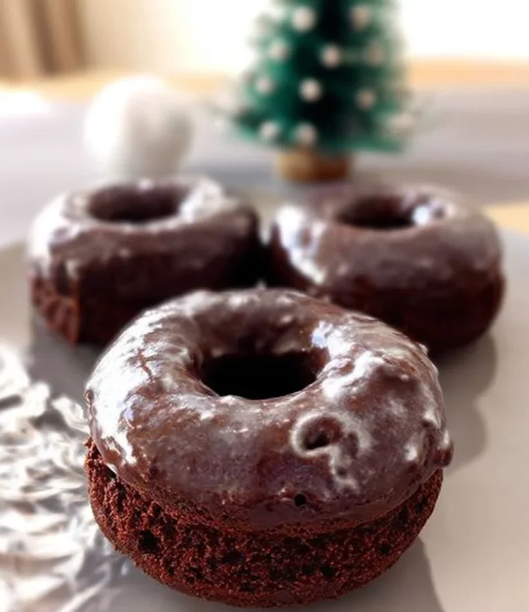 Donuts glacés au chocolat frais et appétissants sur une assiette.
