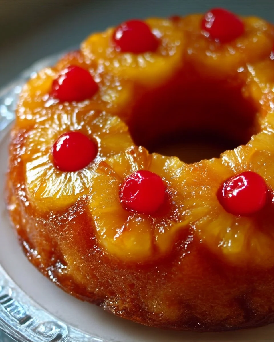 Couronne renversée aux ananas décorée sur une assiette
