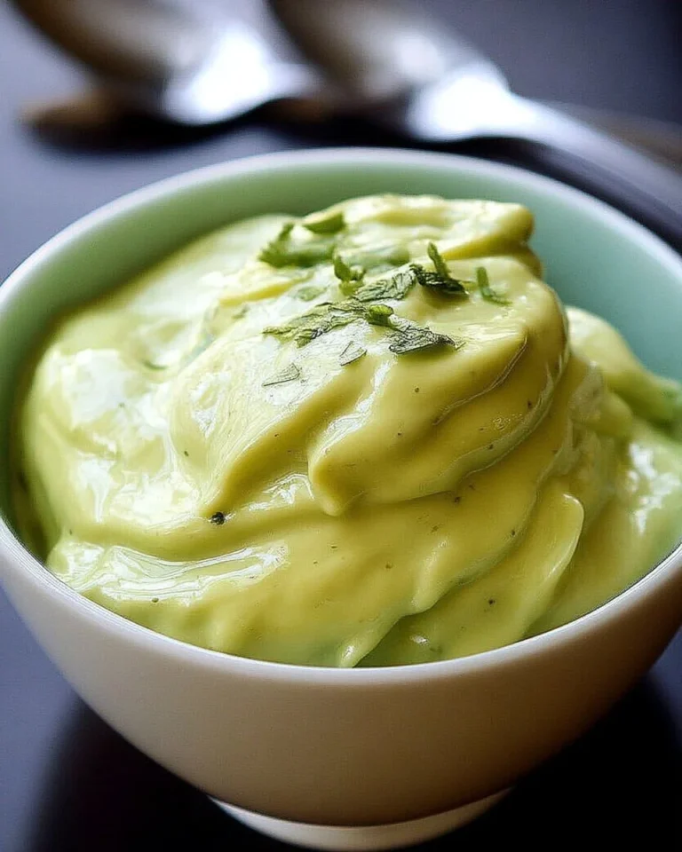 Recette de crème froide d'avocat servie dans un bol