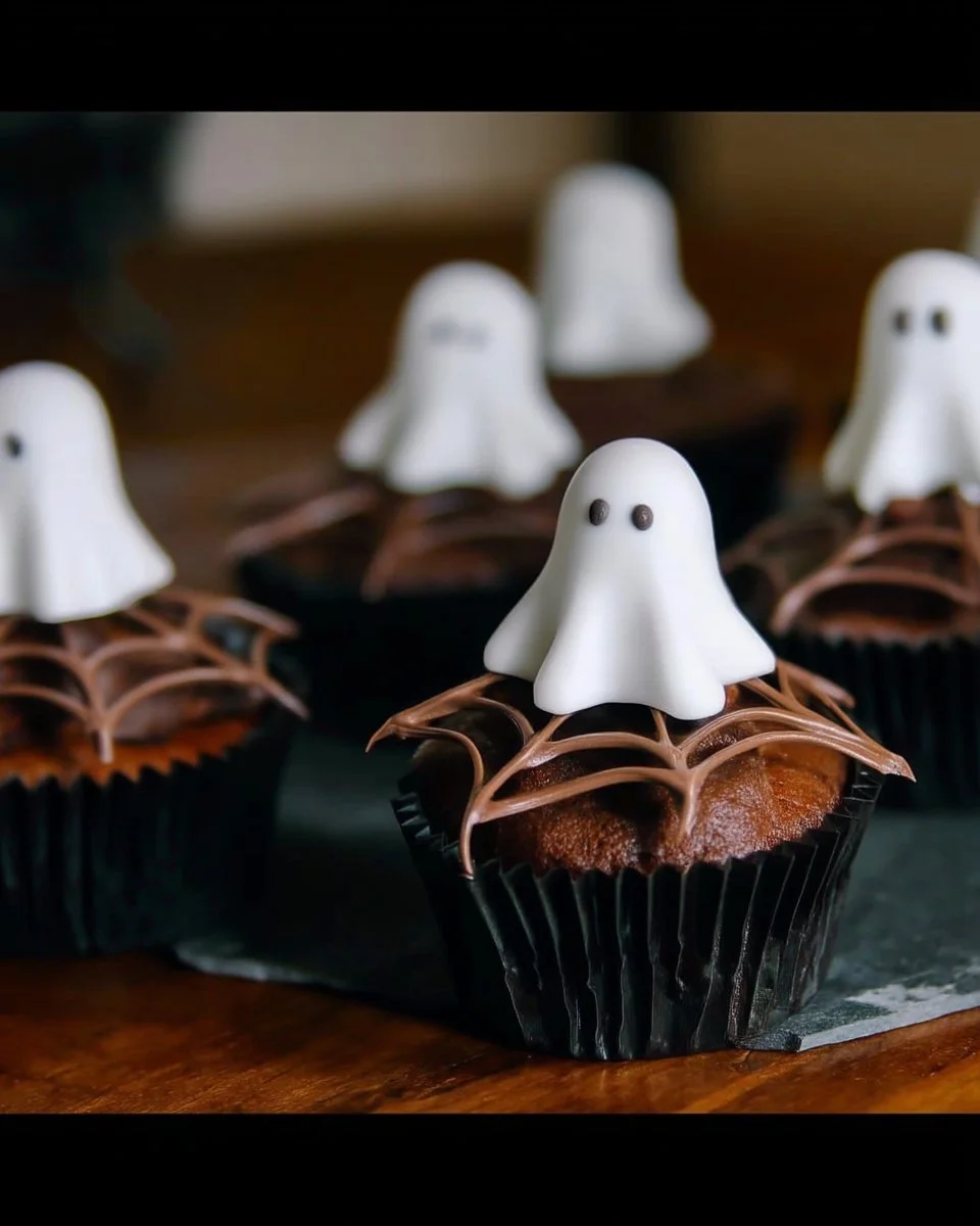 Cupcakes au chocolat moelleux décorés pour Halloween
