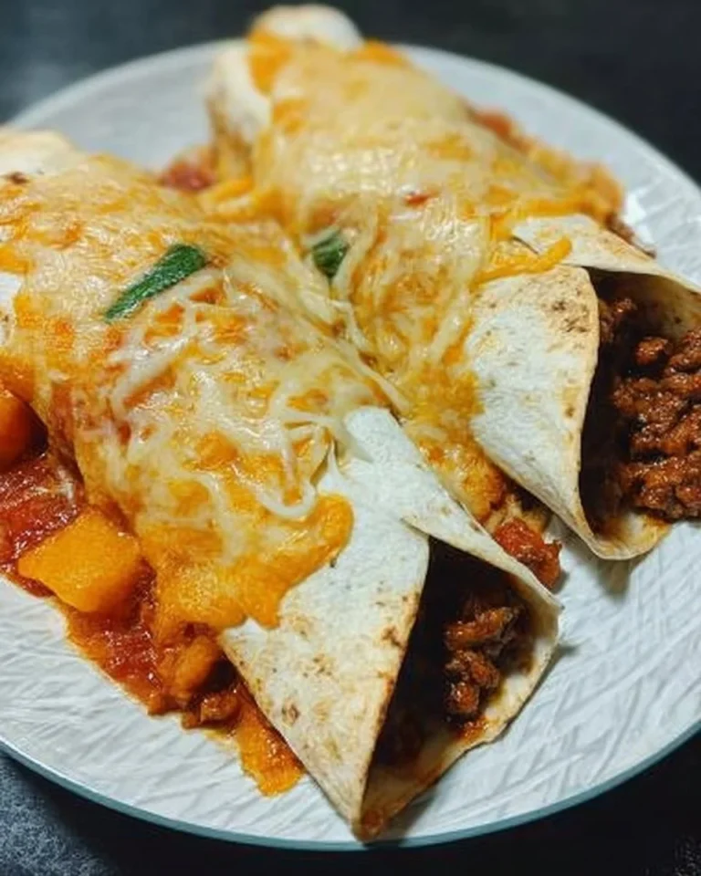 Enchiladas à la viande hachée servies avec garnitures colorées