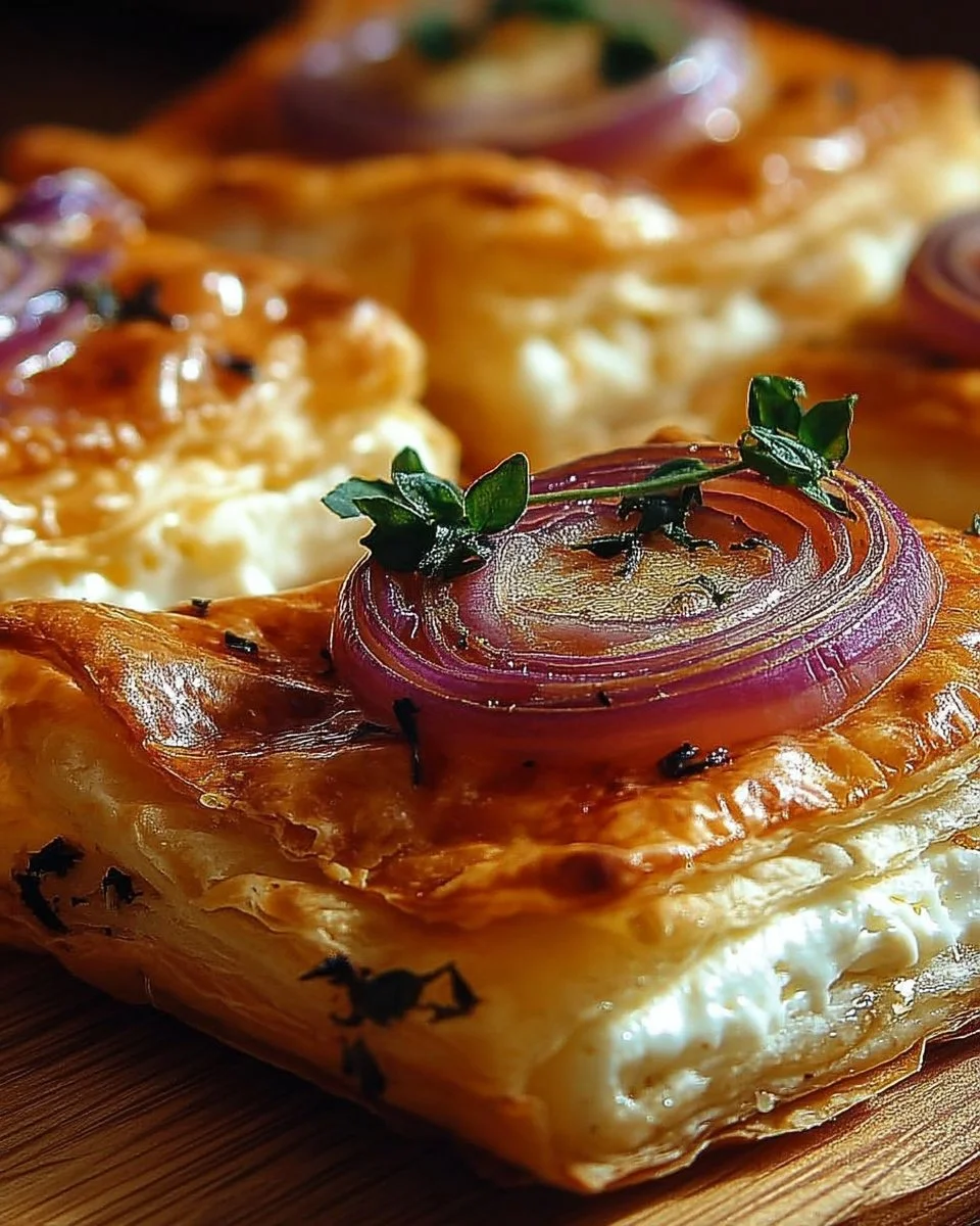 Feuilletés Caprese avec mozzarella, tomates cerises et basilic frais sur plat