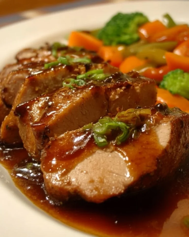 Filet de porc teriyaki cuit à la mijoteuse avec légumes colorés