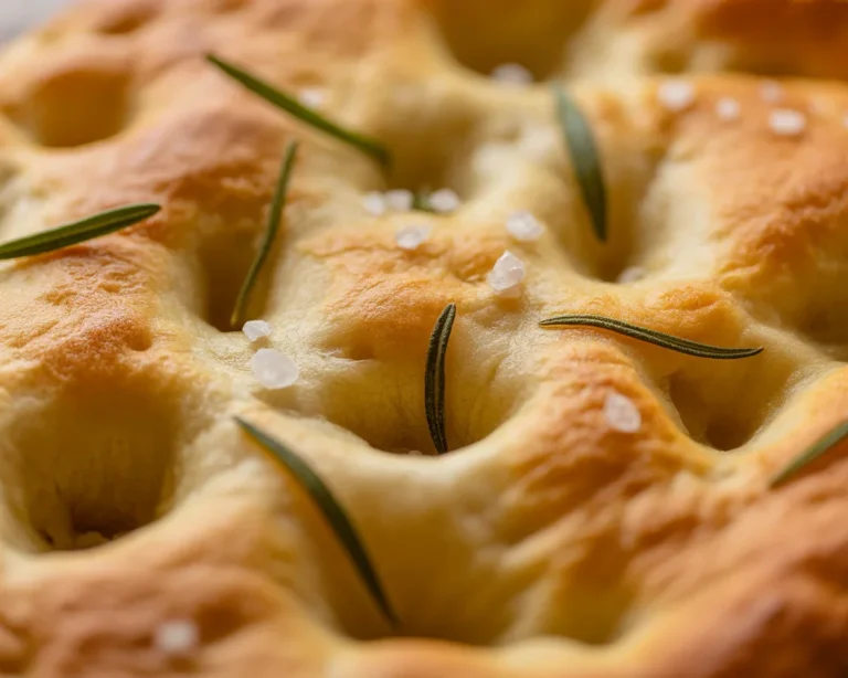 Recette de focaccia maison moelleuse avec romarin et huile d'olive.