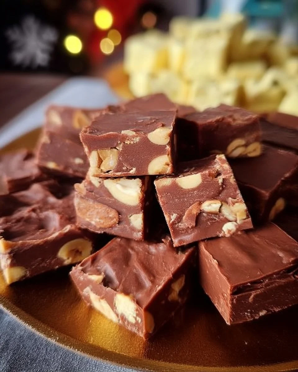 Fudge aux noix fait maison avec des noix croquantes et une texture crémeuse