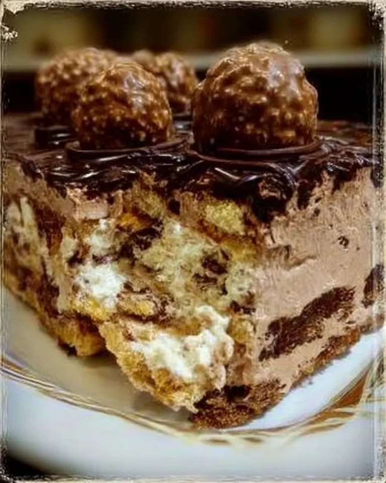 Gâteau frigidaire aux Ferrero Rocher avec chocolat et noix