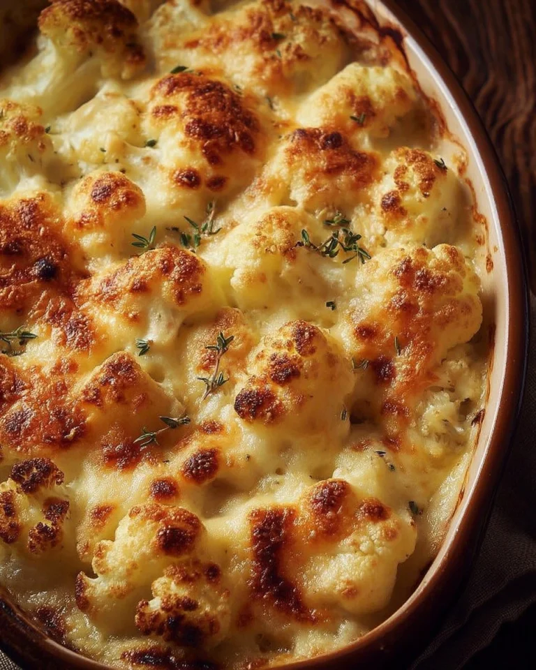 Gratin de Chou-Fleur et Pommes de Terre cuit au four, plat crémeux et réconfortant