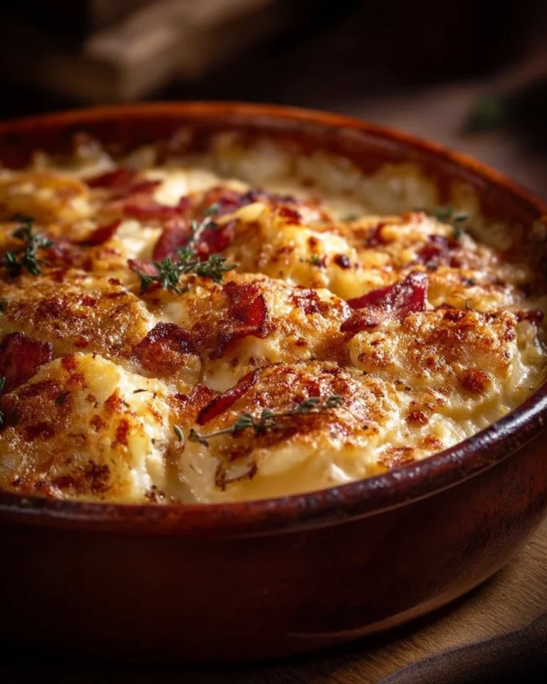 Gratin Savoyard au Lard et Oignons, plat savoureux et réconfortant
