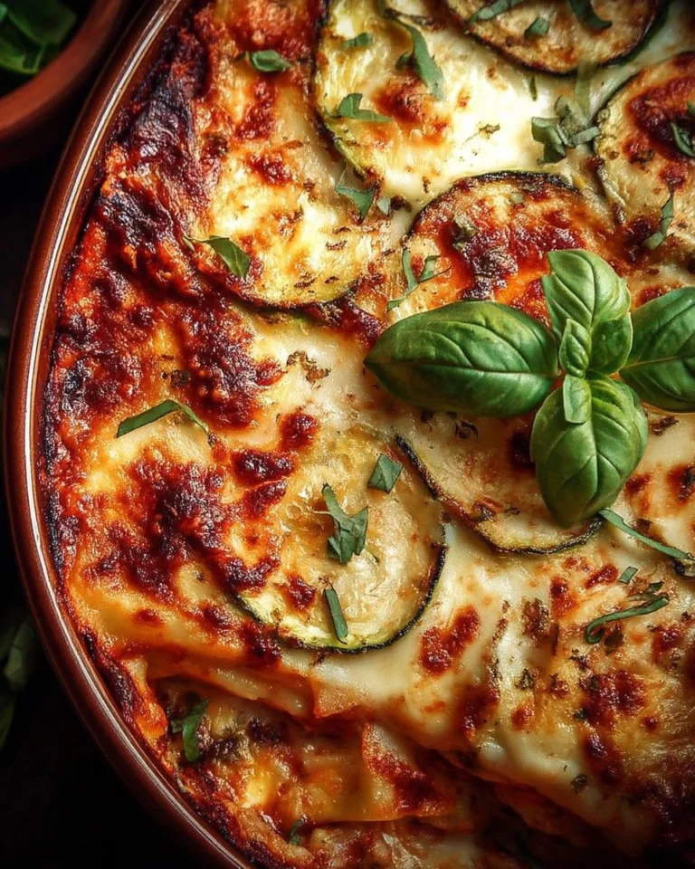 Lasagnes crémeuses aux légumes du soleil prêtes à déguster.