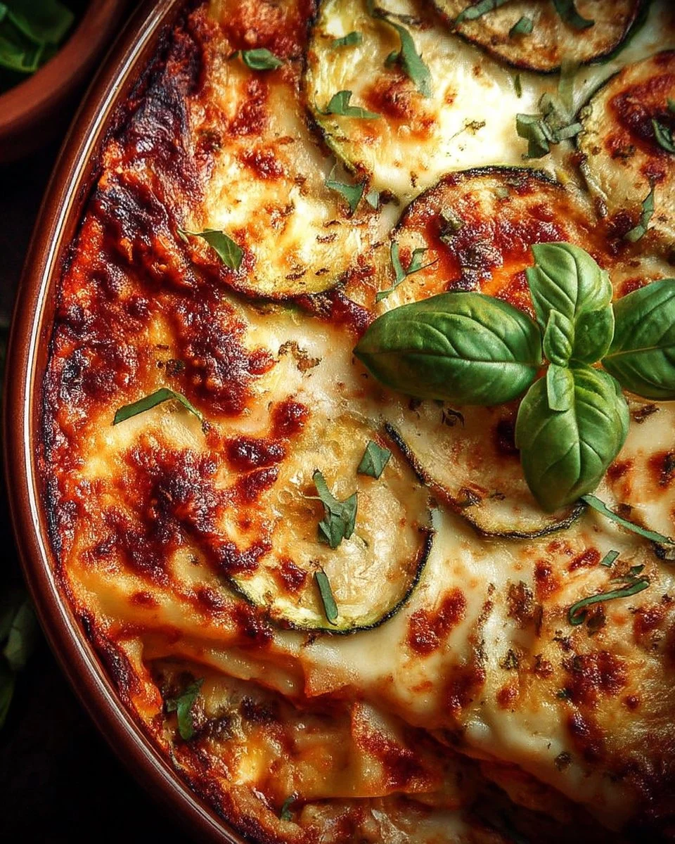 Lasagnes crémeuses aux légumes du soleil prêtes à déguster.