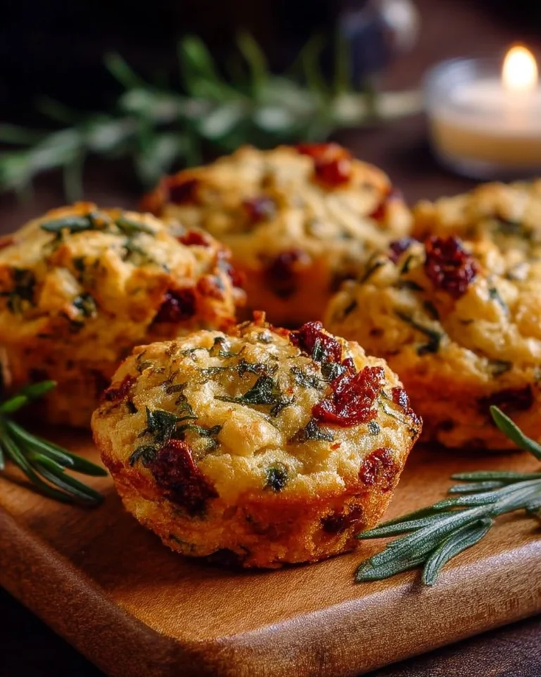 Mini cakes au fromage et tomates séchées, idéaux pour apéritifs et en-cas.