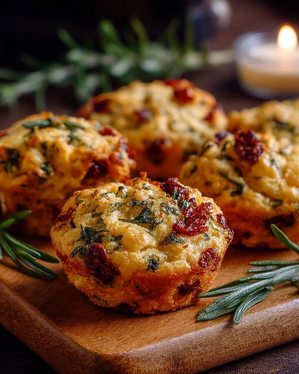 Mini cakes au fromage et tomates séchées, idéaux pour apéritifs et en-cas.