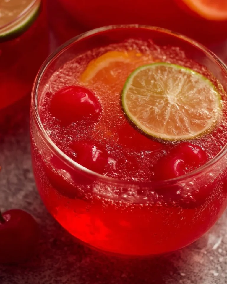 Limonade Cerise-Citron Vert, boisson rafraîchissante avec cerises et citrons verts