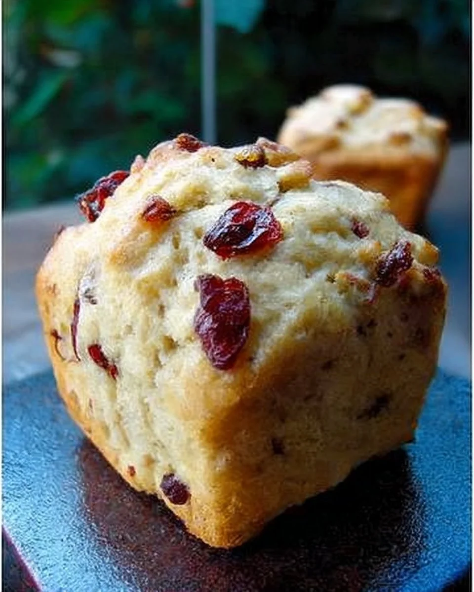 Muffins citron et canneberges frais et délicieux, prêts à être dégustés.