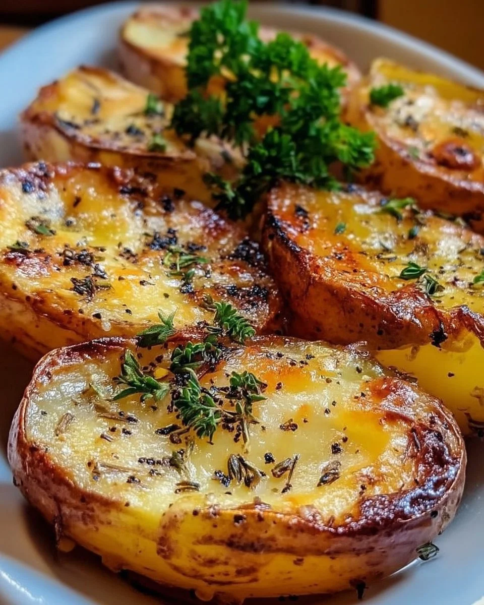 Pommes de terre au four gratinées dorées et savoureuses sur une assiette