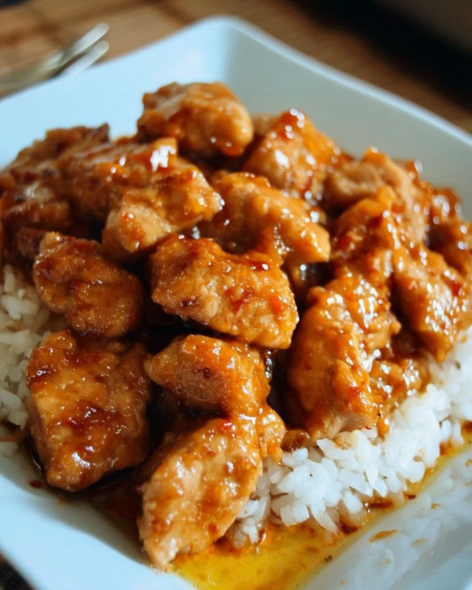 Plat de poulet à l'orange servi avec une sauce aromatique