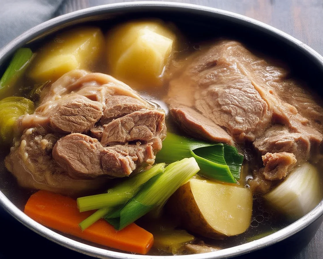Recette de pot-au-feu traditionnel français avec bœuf et légumes.