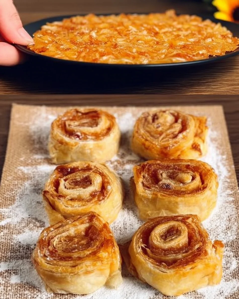Roulés feuilletés aux pommes croustillants et dorés, idéaux pour le dessert.