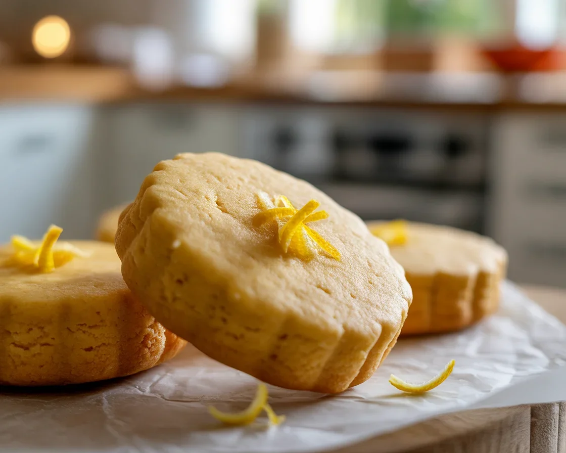 Sablés Citron & Zeste, biscuits parfumés au citron et amandes, texture friable.