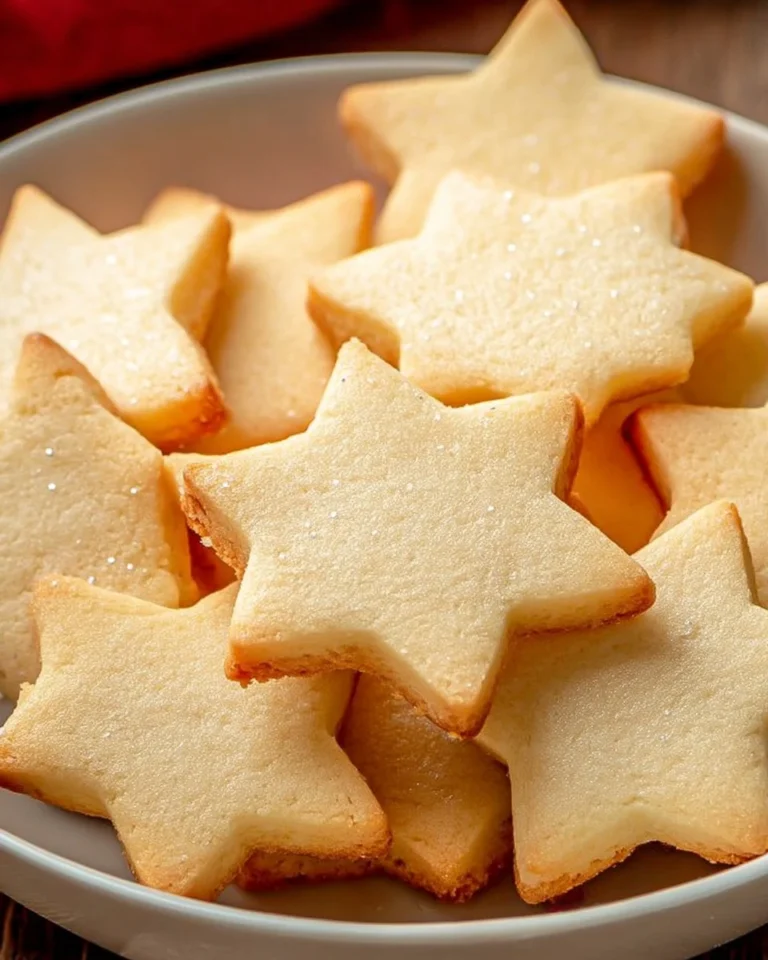 Sablés Étoiles au Beurre Fondants et Dorés sur une assiette décorée.