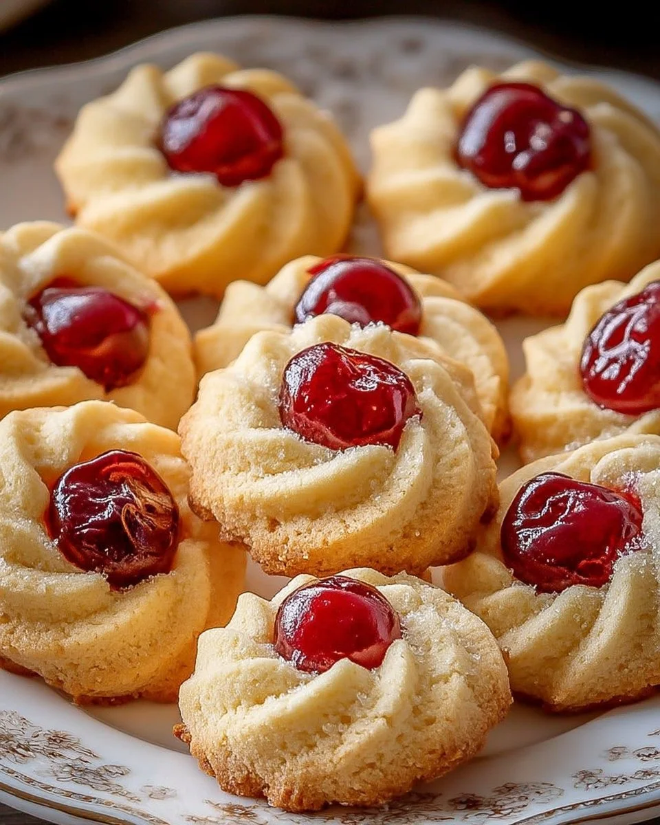Sablés Viennois à la Cerise Confite sur une assiette élégante