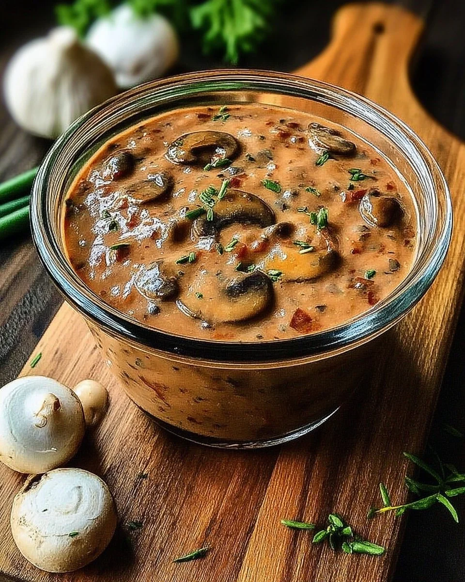 Sauce Russe aux Champignons servie dans un plat élégant