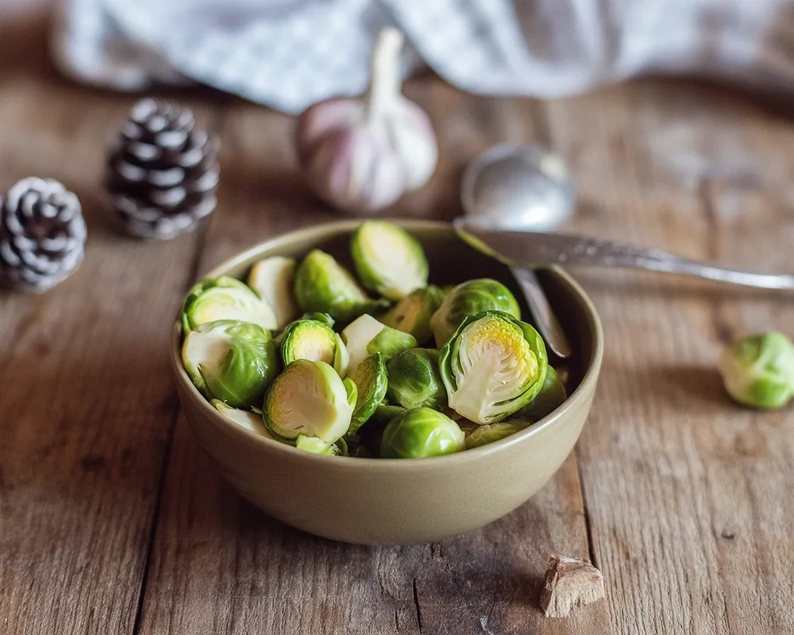 Choux de Bruxelles à la crème d'ail, une recette savoureuse et facile à réaliser.
