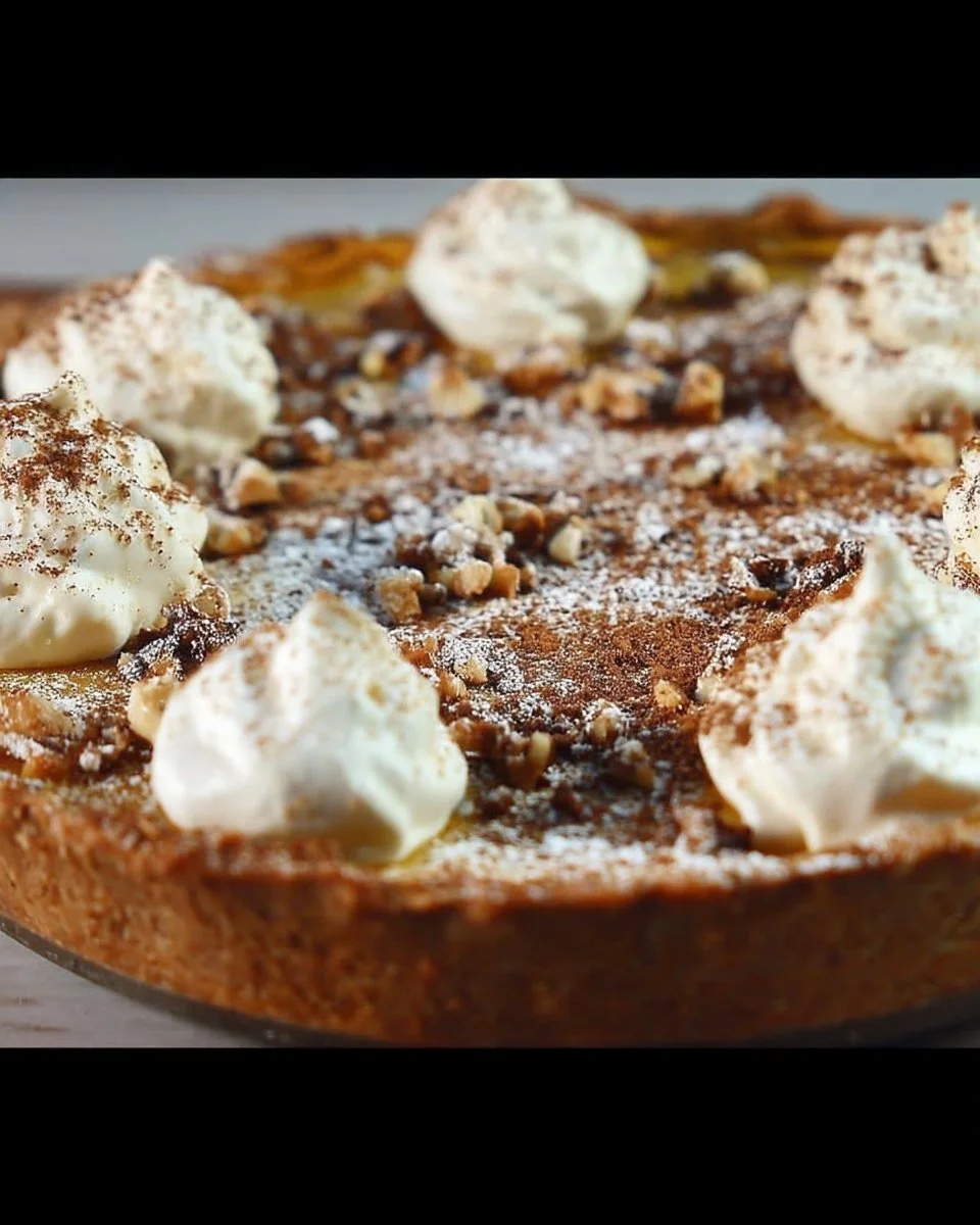 Tarte à la patate douce garnie de crème et d'épices