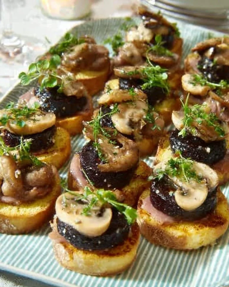 Tarte garnie de boudin et foie gras, idéale pour une entrée raffinée.