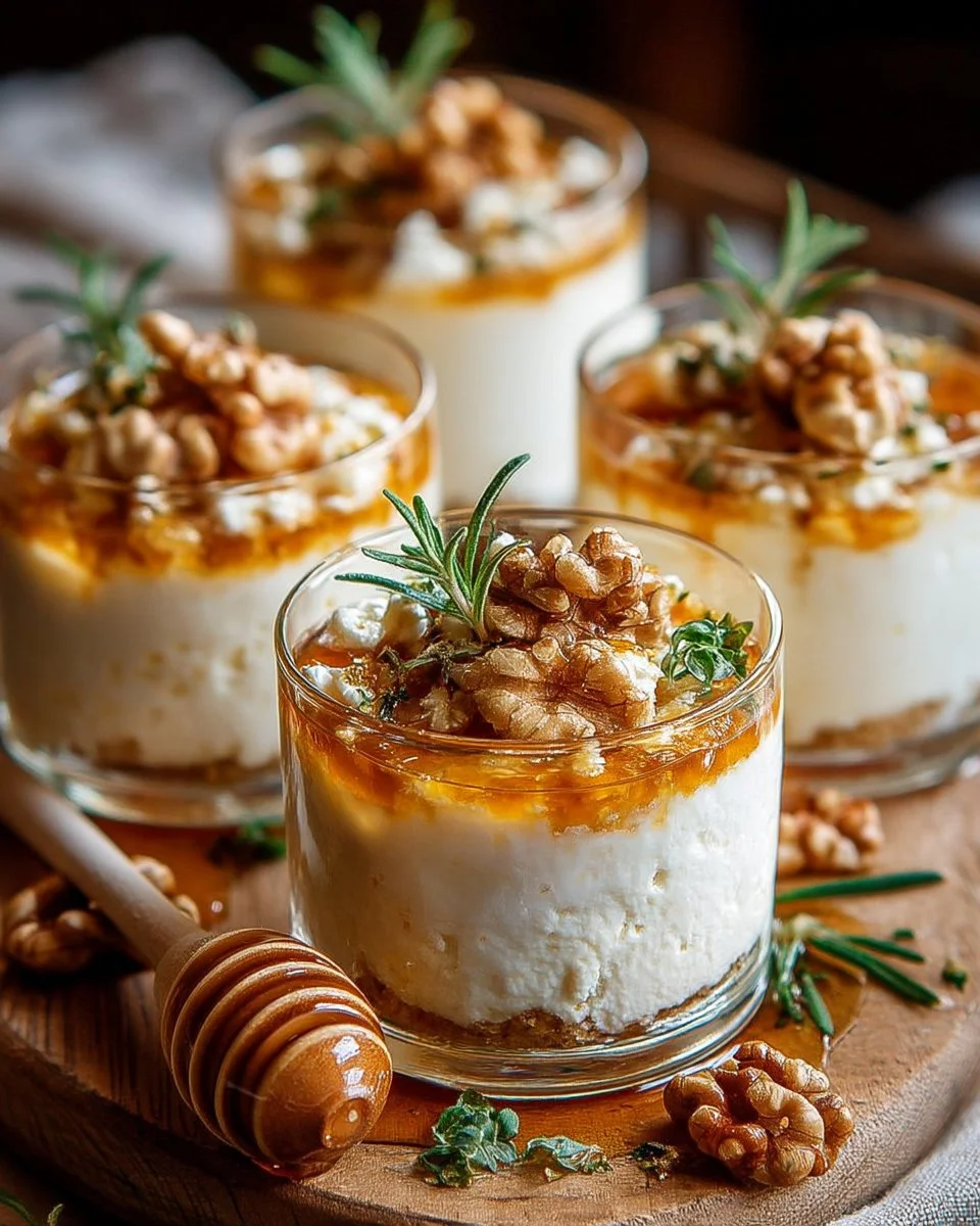 Verrines Douces-Salées de Chèvre, Miel & Noix pour apéritif gourmand