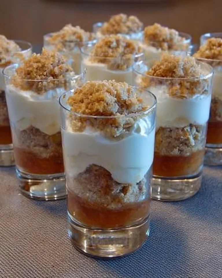 Verrines de mascarpone et croustade aux pommes décorées avec du sirop d'érable