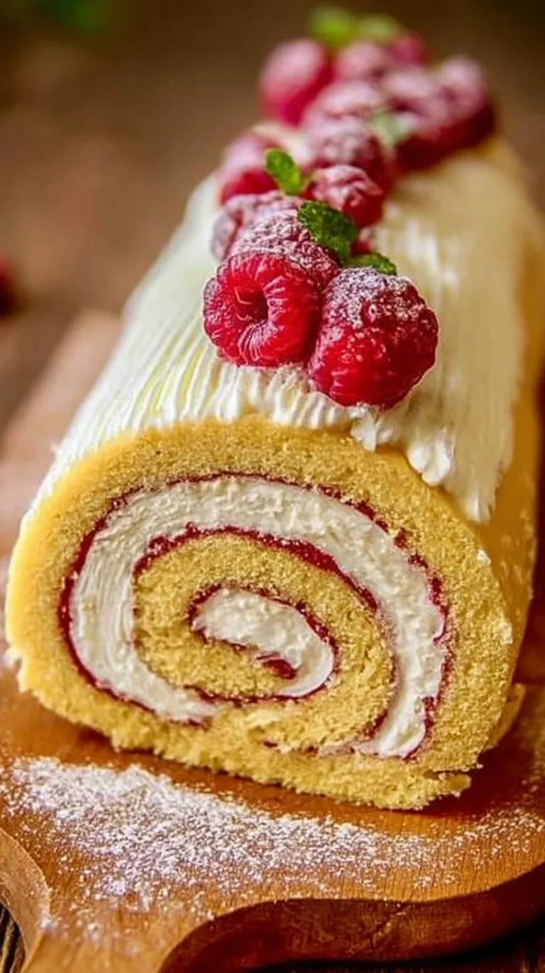 Biscuit Roulé chocolat garni de crème et fruits frais