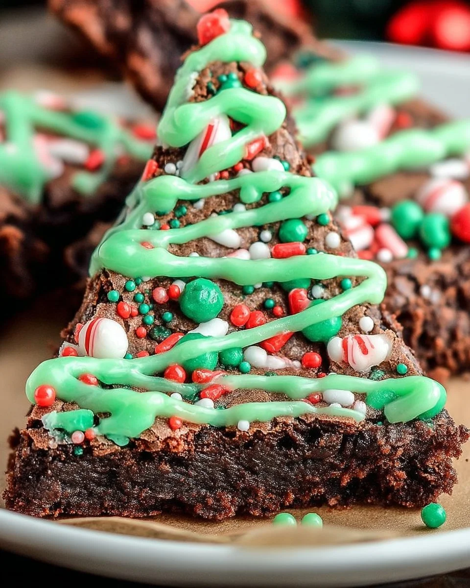 Brownies de sapin de Noël décorés pour les fêtes