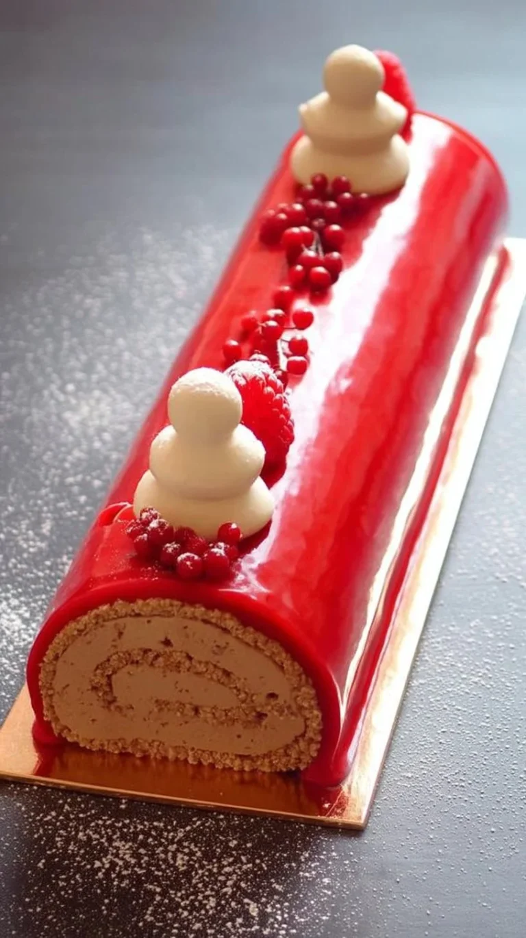 Bûche mascarpone vanille, framboises et spéculoos, un dessert gourmand.