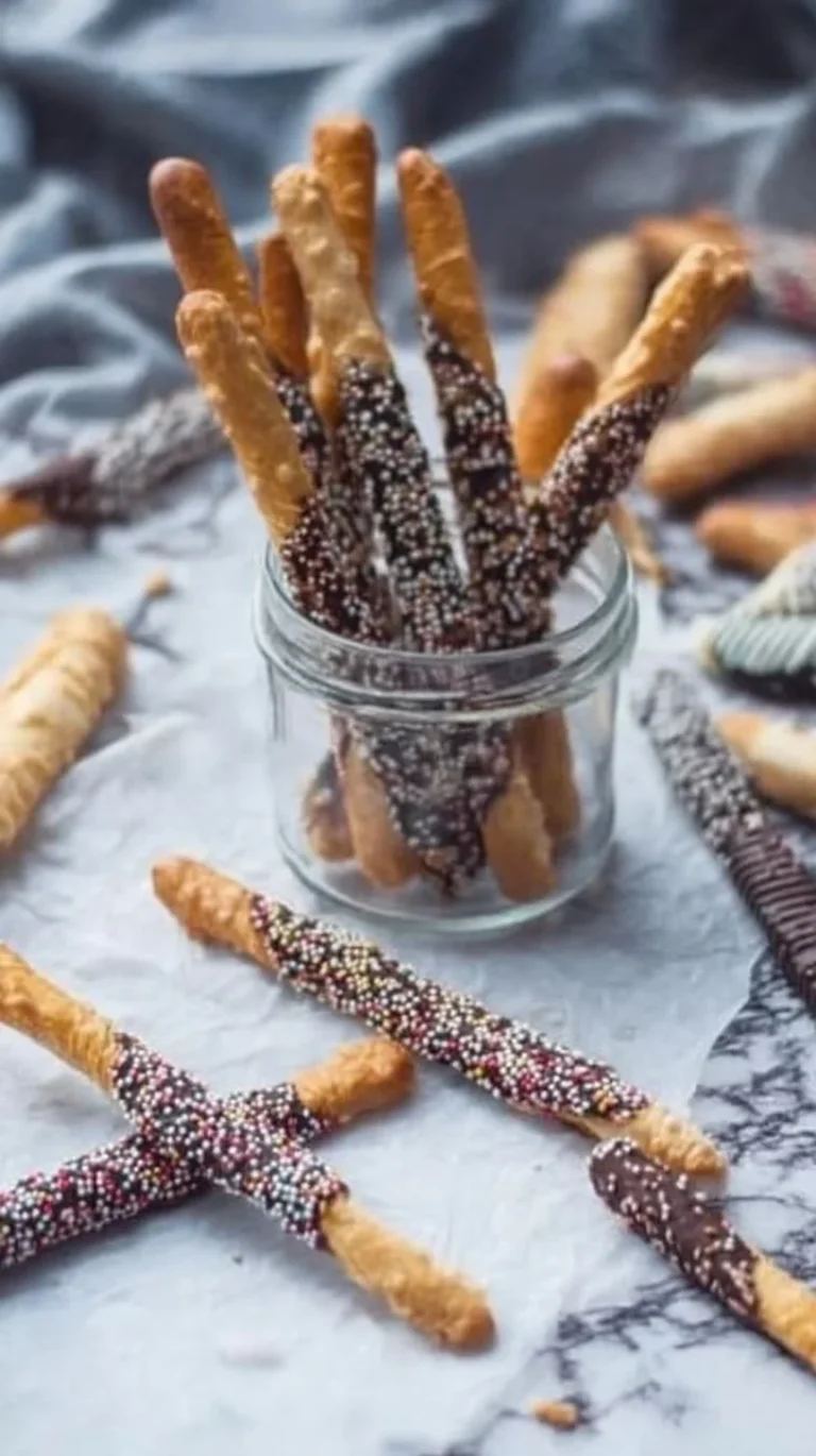 Crispy Mikado-style Sticks décorées pour Noël sur une table festive