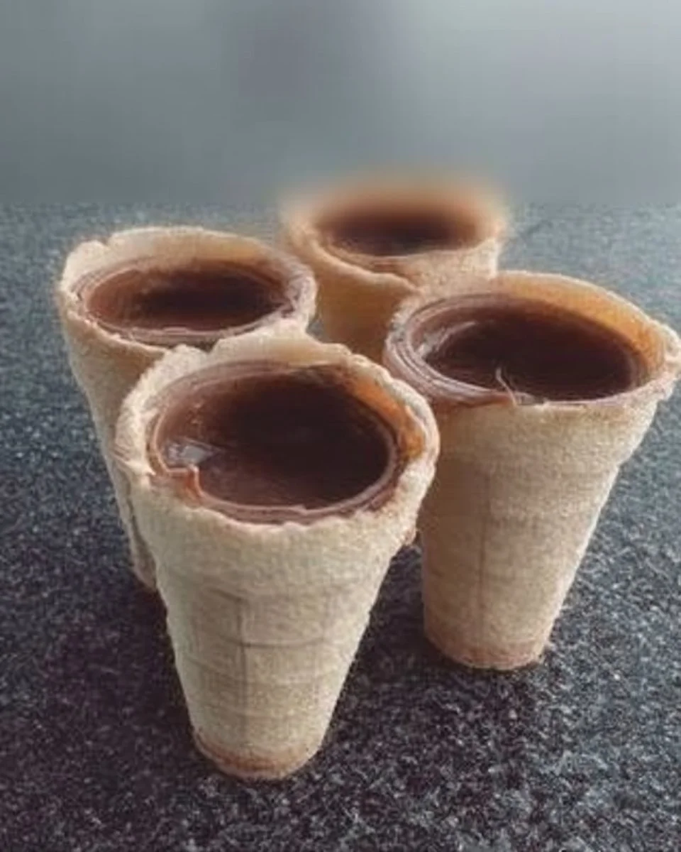 Petits Cornets au Chocolat garnis de chocolat fondant