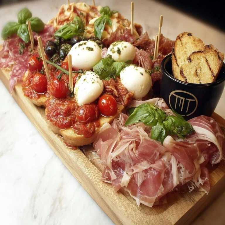Planche italienne avec antipasti, charcuterie et mozzarella