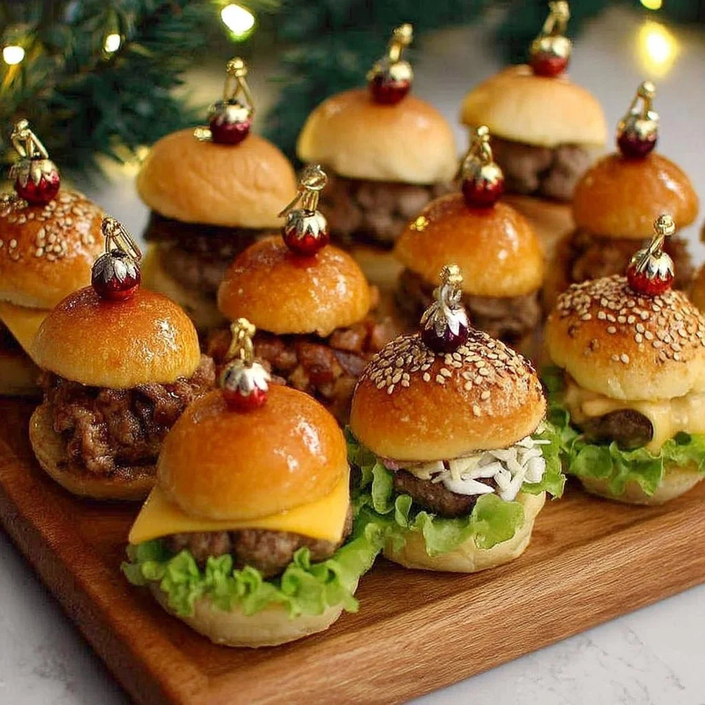Planche de mini-burgers de Noël pour des fêtes savoureuses