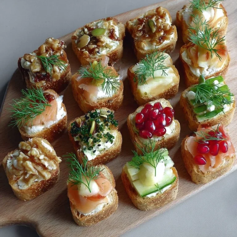 Planche de mini-tartines gourmandes assorties pour apéritifs