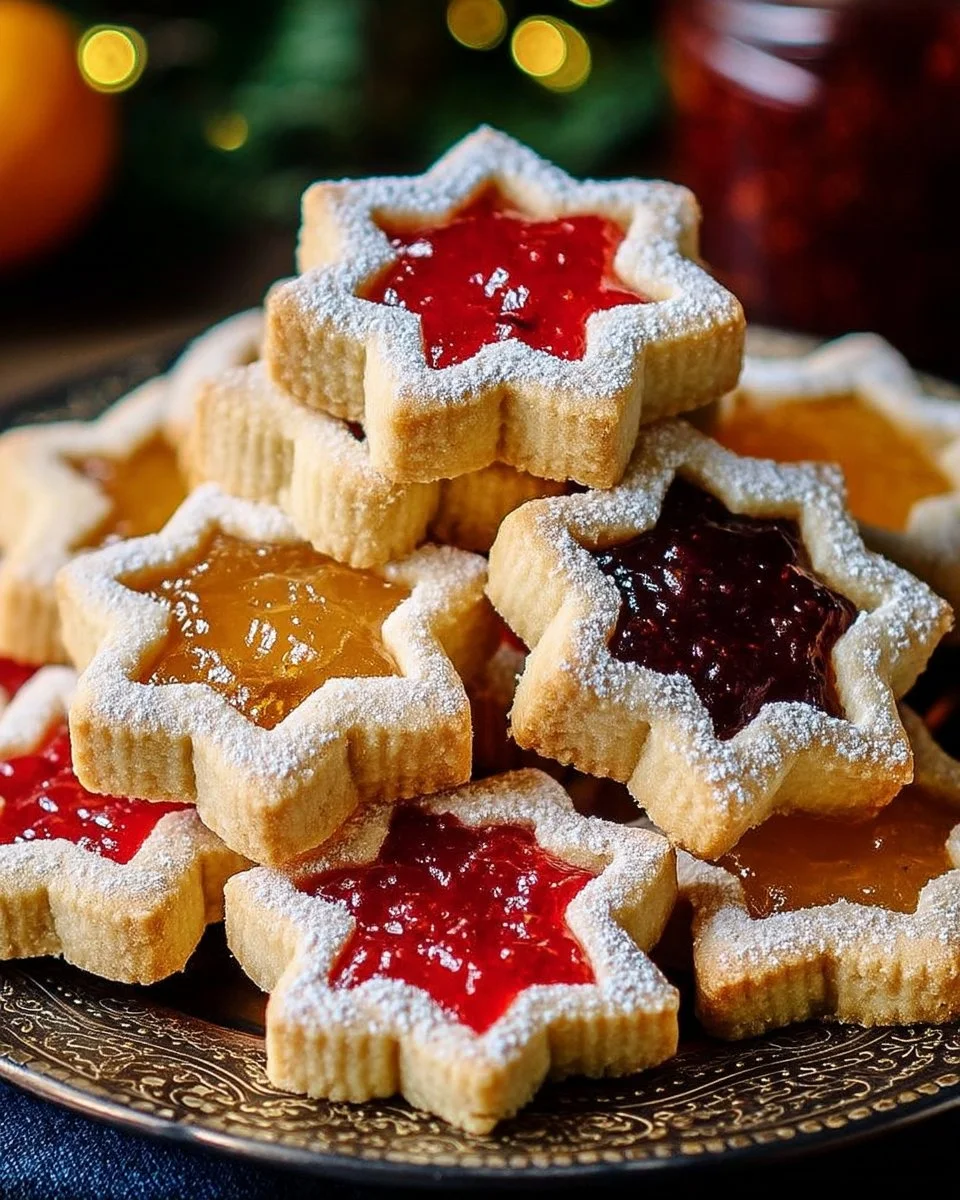 Sablés étoiles à la confiture décorés pour Noël