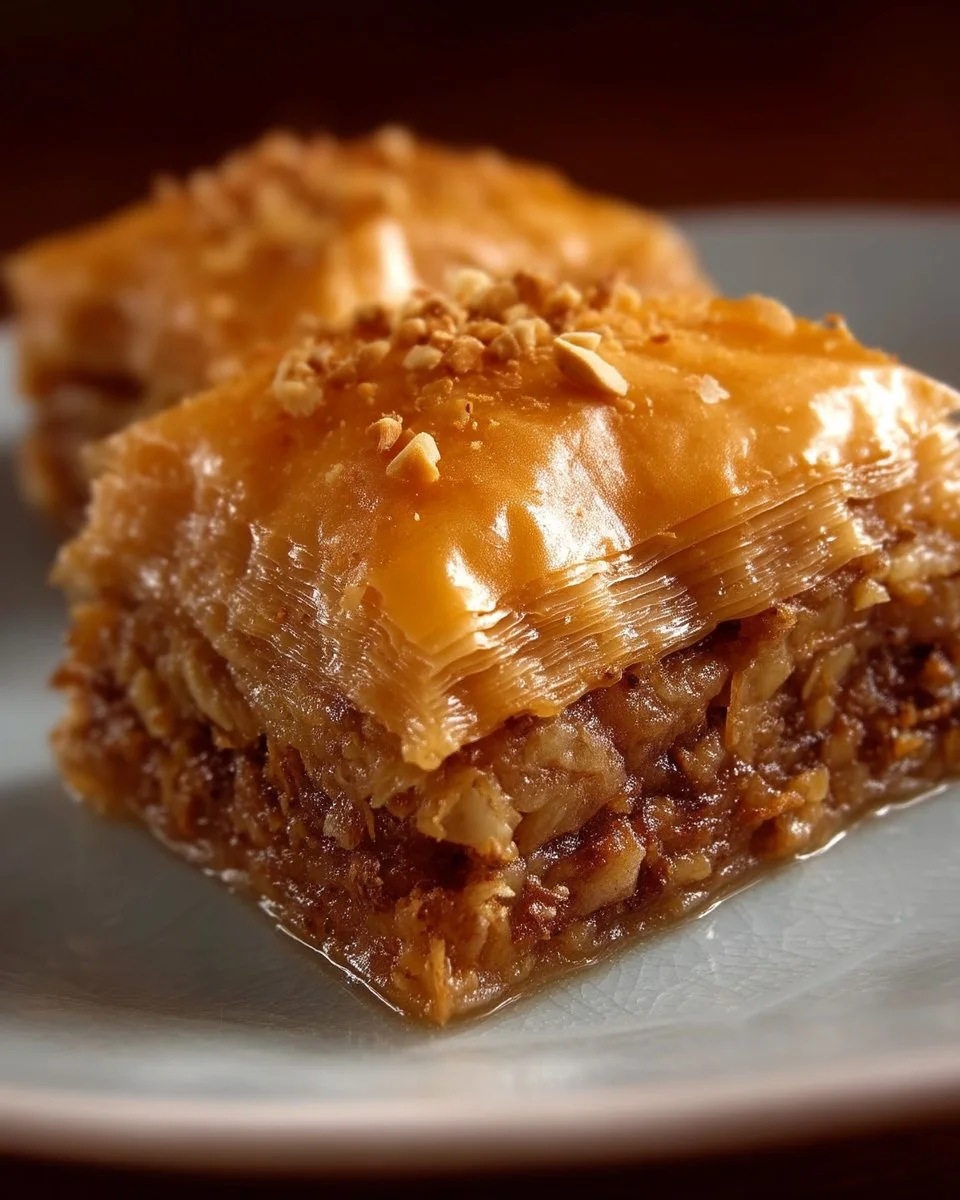 Délicieuse baklavas grecque faite de pâte filo, noix et miel