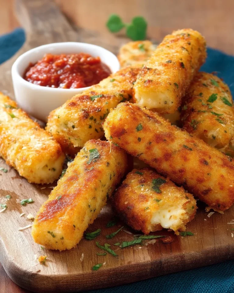 Bâtonnets au fromage dorés et croustillants, idéal en apéritif.