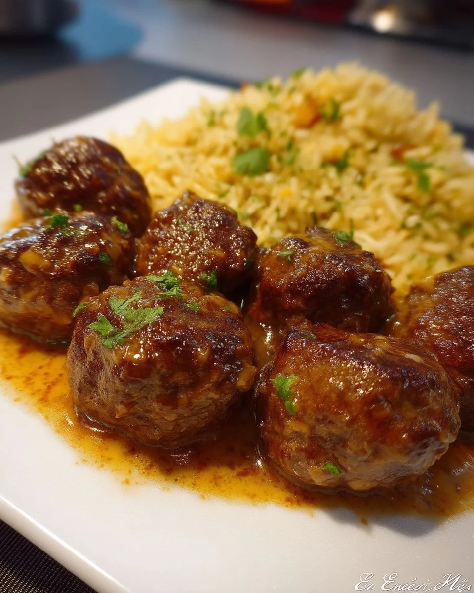 Boulettes de bœuf moutarde et miel, délicieuses et juteuses.