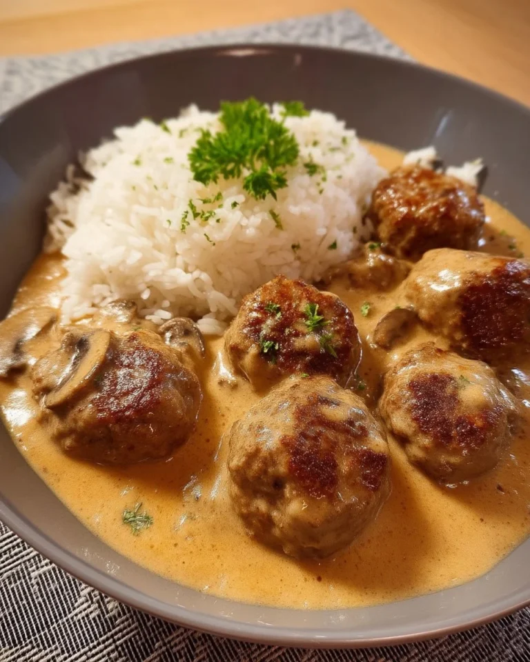 Boulettes de viande avec sauce crémeuse aux champignons